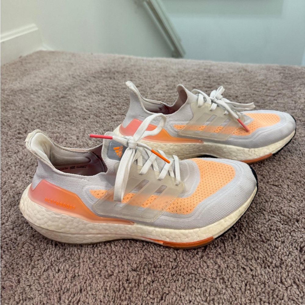 adidas Women's Sneakers in White, Peach and Gray